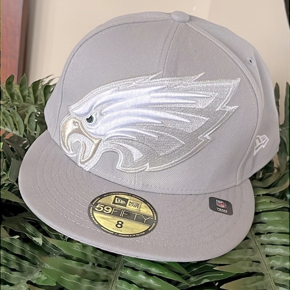 Brand New NEW ERA Philadelphia Eagles Light Gray Hat Embroidered Logo Hat NFL - Picture 2 of 15
